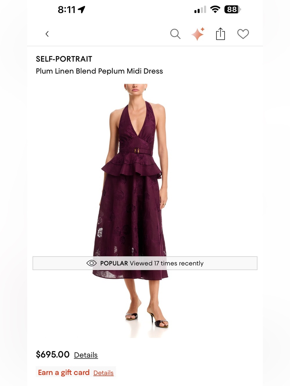 Self-Portrait Plum One-Shoulder Peplum Midi Dress